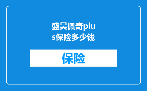 盛昊佩奇plus保险多少钱