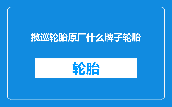 揽巡轮胎原厂什么牌子轮胎