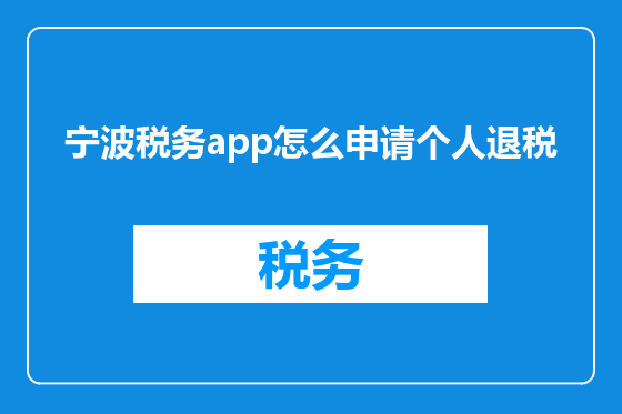 宁波税务app怎么申请个人退税