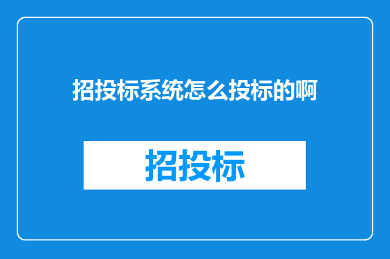 招投标系统怎么投标的啊