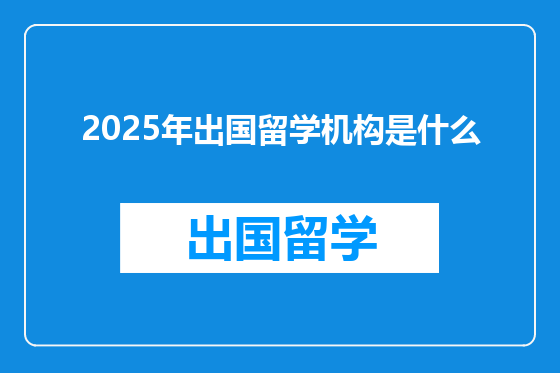 2025年出国留学机构是什么
