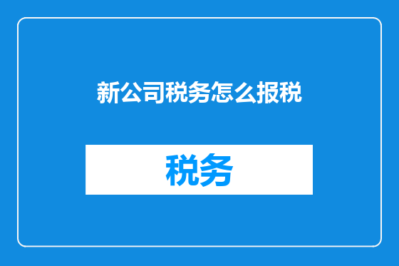 新公司税务怎么报税