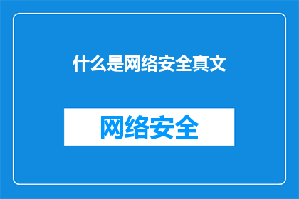 什么是网络安全真文