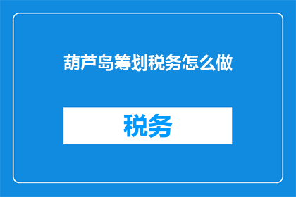 葫芦岛筹划税务怎么做