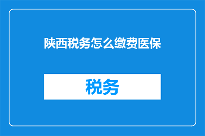 陕西税务怎么缴费医保