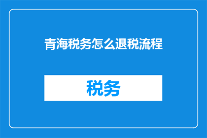 青海税务怎么退税流程