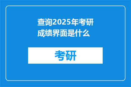 查询2025年考研成绩界面是什么
