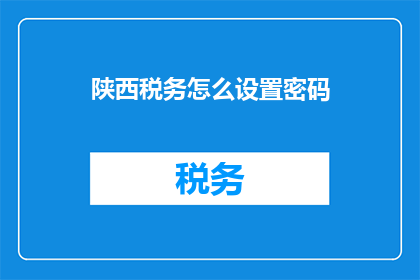 陕西税务怎么设置密码