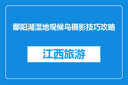 鄱阳湖湿地观候鸟摄影技巧攻略(如何掌握鄱阳湖湿地观候鸟摄影技巧？)