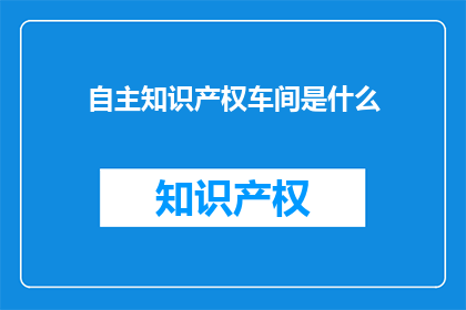自主知识产权车间是什么