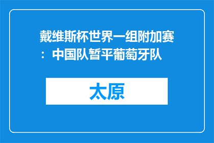 戴维斯杯世界一组附加赛：中国队暂平葡萄牙队