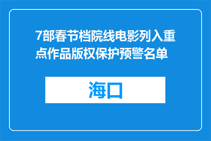 7部春节档院线电影列入重点作品版权保护预警名单
