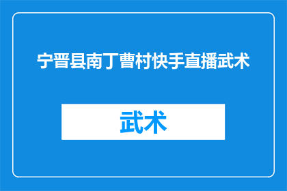 宁晋县南丁曹村快手直播武术(宁晋县南丁曹村的快手直播中，武术表演吸引了多少观众？)