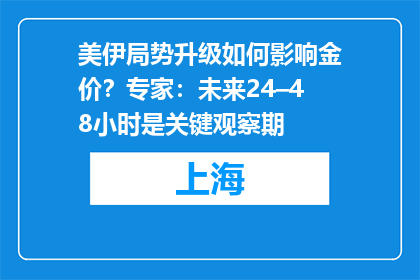 美伊局势升级如何影响金价？专家：未来24–48小时是关键观察期
