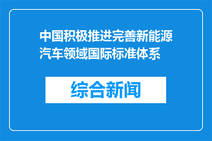 中国积极推进完善新能源汽车领域国际标准体系
