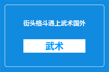 街头格斗遇上武术国外(街头格斗与武术的界限：国外文化中这两种运动如何交融？)