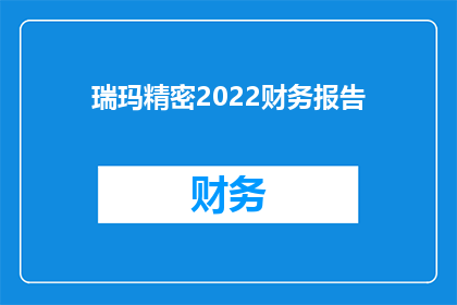 瑞玛精密2022财务报告(瑞玛精密2022年度财务报告：揭示了哪些关键信息？)
