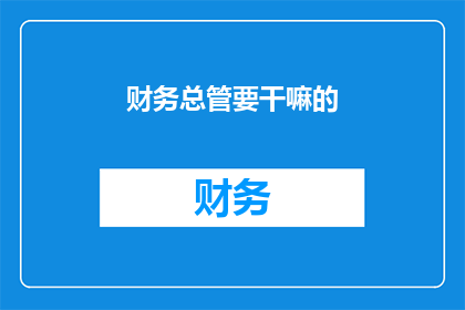 财务总管要干嘛的(财务总管的职责是什么？)