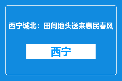 西宁城北：田间地头送来惠民春风