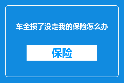 车全损了没走我的保险怎么办(如果车辆全损且未使用我的保险，我该怎么办？)