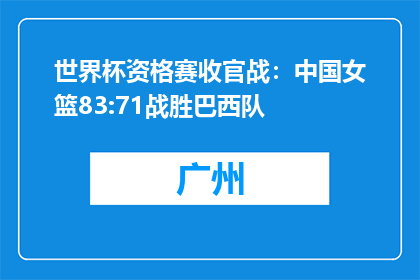 世界杯资格赛收官战：中国女篮83:71战胜巴西队