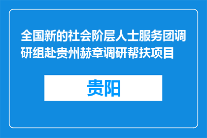 全国新的社会阶层人士服务团调研组赴贵州赫章调研帮扶项目