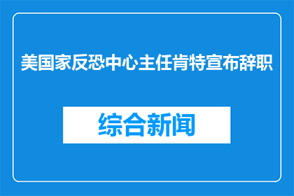 美国家反恐中心主任肯特宣布辞职