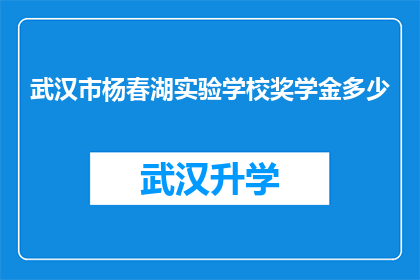 武汉市杨春湖实验学校奖学金多少(武汉市杨春湖实验学校奖学金的具体金额是多少？)