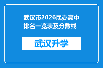 武汉市2026民办高中排名一览表及分数线(武汉市2026年民办高中排名及录取分数线一览表，您是否了解？)