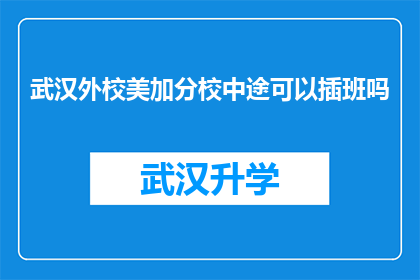 武汉外校美加分校中途可以插班吗(武汉外校美加分校中途插班政策是否允许？)