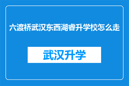 六渡桥武汉东西湖睿升学校怎么走(如何抵达武汉东西湖睿升学校？)