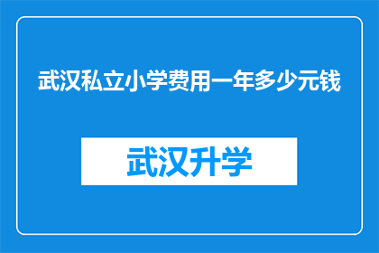 武汉私立小学费用一年多少元钱(武汉私立小学一年的费用是多少？)