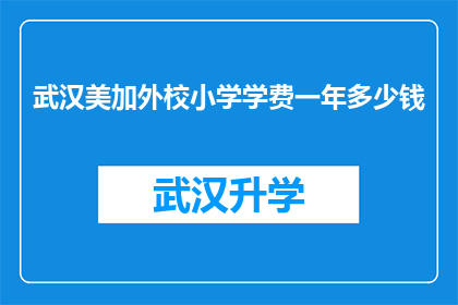 武汉美加外校小学学费一年多少钱(武汉美加外校小学一年学费是多少？)
