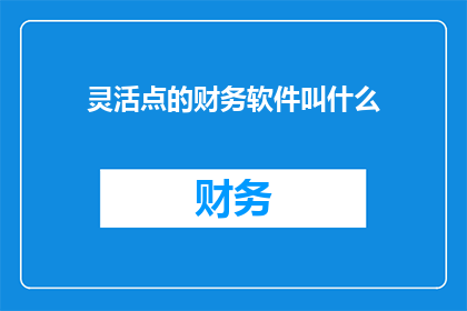 灵活点的财务软件叫什么(灵活点财务软件的名称是什么？)