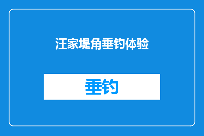 汪家堤角垂钓体验(汪家堤角垂钓体验：你尝试过吗？)