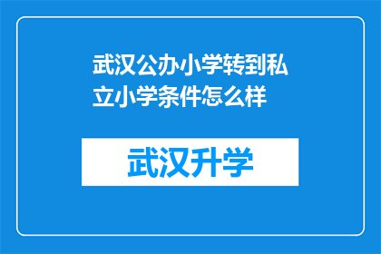 武汉公办小学转到私立小学条件怎么样(武汉公办小学转至私立小学的条件是什么？)