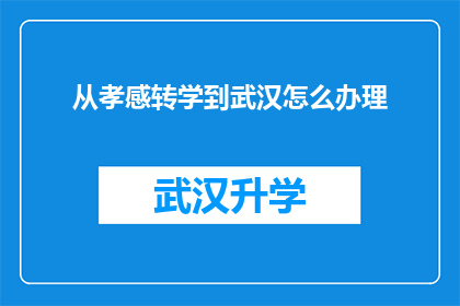 从孝感转学到武汉怎么办理(如何从孝感转学到武汉并顺利完成学业？)