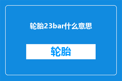 轮胎23bar什么意思(轮胎压力23巴是什么意思？)