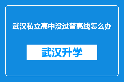 武汉私立高中没过普高线怎么办(武汉私立高中学生面临普高线门槛，未达标该如何应对？)