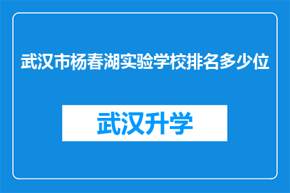 武汉市杨春湖实验学校排名多少位(武汉市杨春湖实验学校在教育领域的地位如何？)