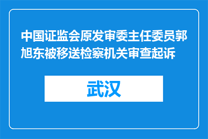 中国证监会原发审委主任委员郭旭东被移送检察机关审查起诉