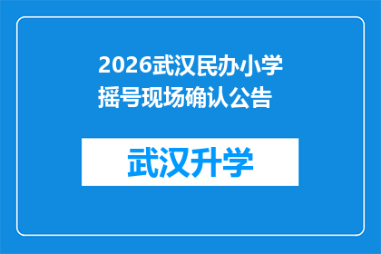 2026武汉民办小学摇号现场确认公告
