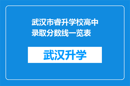 武汉市睿升学校高中录取分数线一览表(武汉市睿升学校高中录取分数线一览表，您了解了吗？)