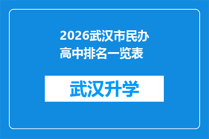 2026武汉市民办高中排名一览表(2026年武汉市民办高中排名一览表：谁将脱颖而出？)
