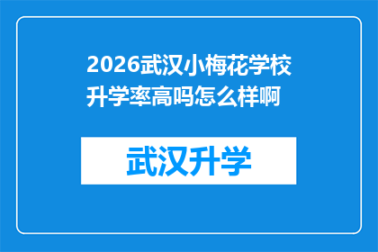 2026武汉小梅花学校升学率高吗怎么样啊(2026年武汉小梅花学校升学率如何？评价高吗？)