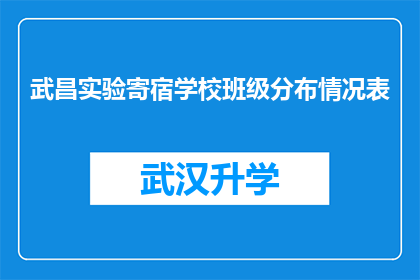 武昌实验寄宿学校班级分布情况表(武昌实验寄宿学校班级分布情况表：如何确保每个学生都能在最合适的环境中学习成长？)