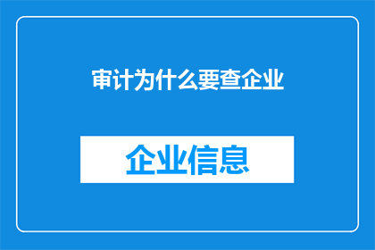 审计为什么要查企业(审计为何要深入探究企业运营？)