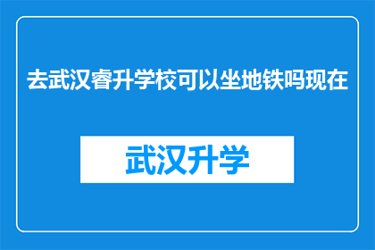 去武汉睿升学校可以坐地铁吗现在(武汉睿升学校是否提供地铁出行服务？)