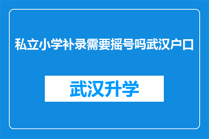 私立小学补录需要摇号吗武汉户口(武汉私立小学补录流程是否需要摇号？)