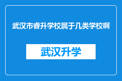 武汉市睿升学校属于几类学校啊
